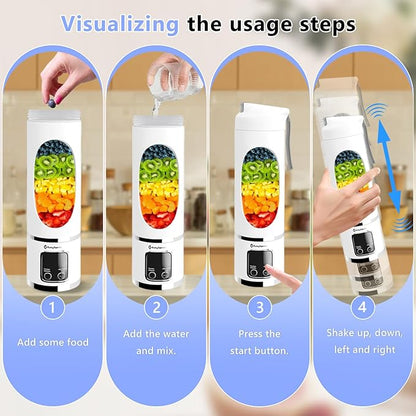 Portable 6-Blade USB Rechargeable Juicer Blender for Smoothies Shakes Baby Food and Outdoor Use